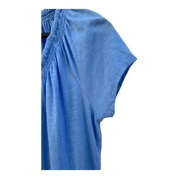 LL Bean Women's Size Small Tee Short Sleeves Split Neck with Drawstring Blue​​​‎ - Picture 4 of 6